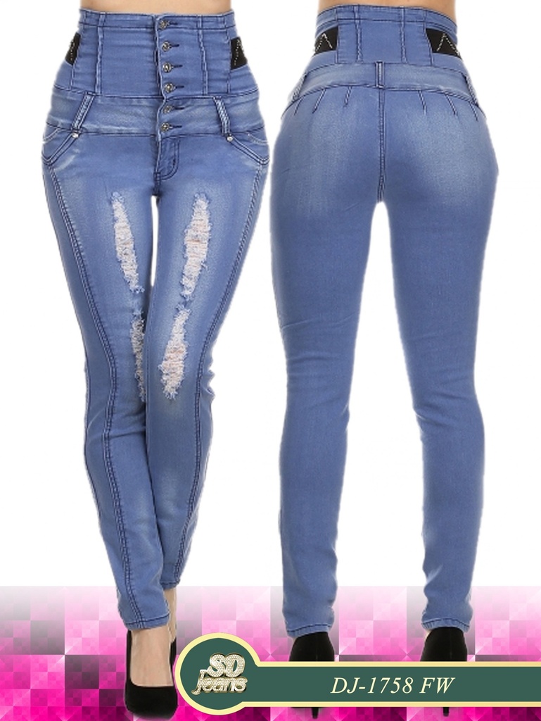 [1081758hw09] Jeans Levantacola Costillero Silver Diva