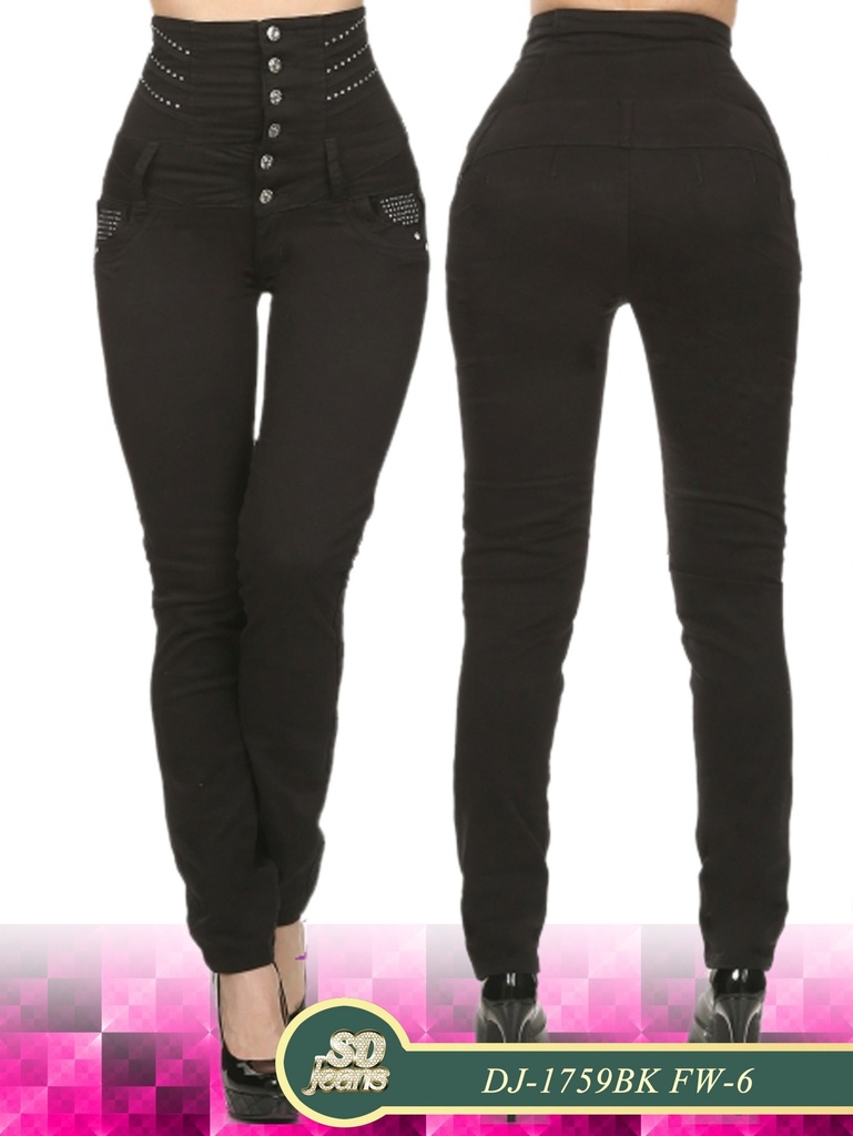 [1081759BK01] Jeans Levantacola Costillero Silver Diva