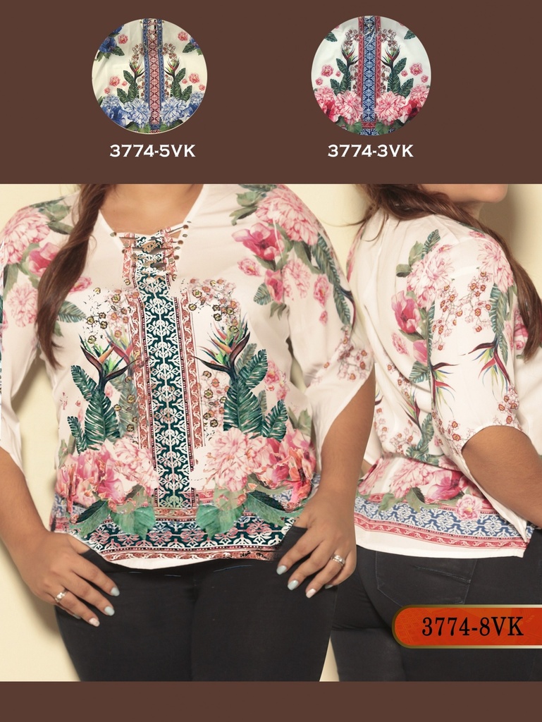 [25237743VKM] Blusa Moda Colombiana Vikats Plus Size (M)