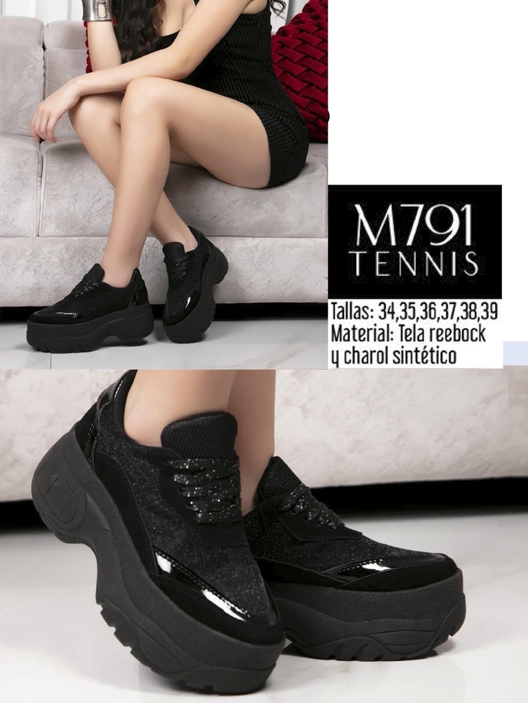 Women's Black Chunky Platform Sneakers M791