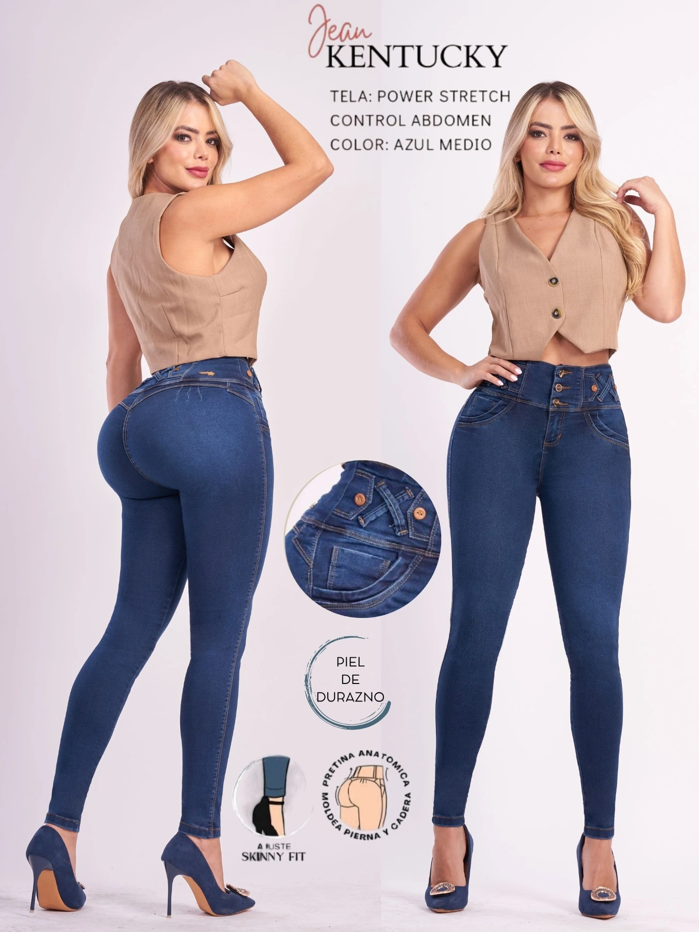 Women's Dark Blue Butt Lift Skinny Jeans Kentucky