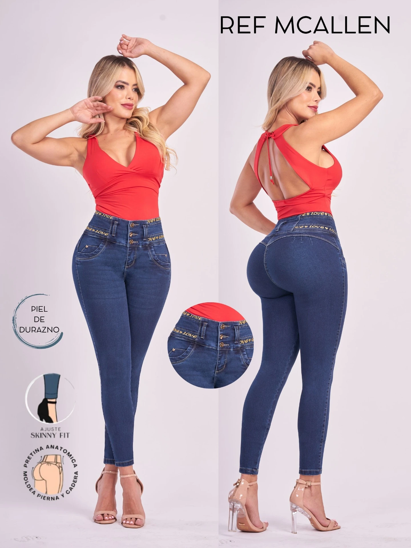 [300MCALLEN05] Women's Dark Blue Butt Lift Skinny Jeans McAllen (5)