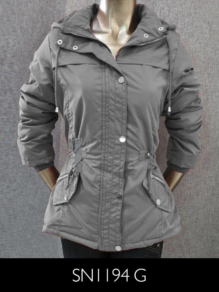 Women's Gray Hooded Parka Jacket SN1194G