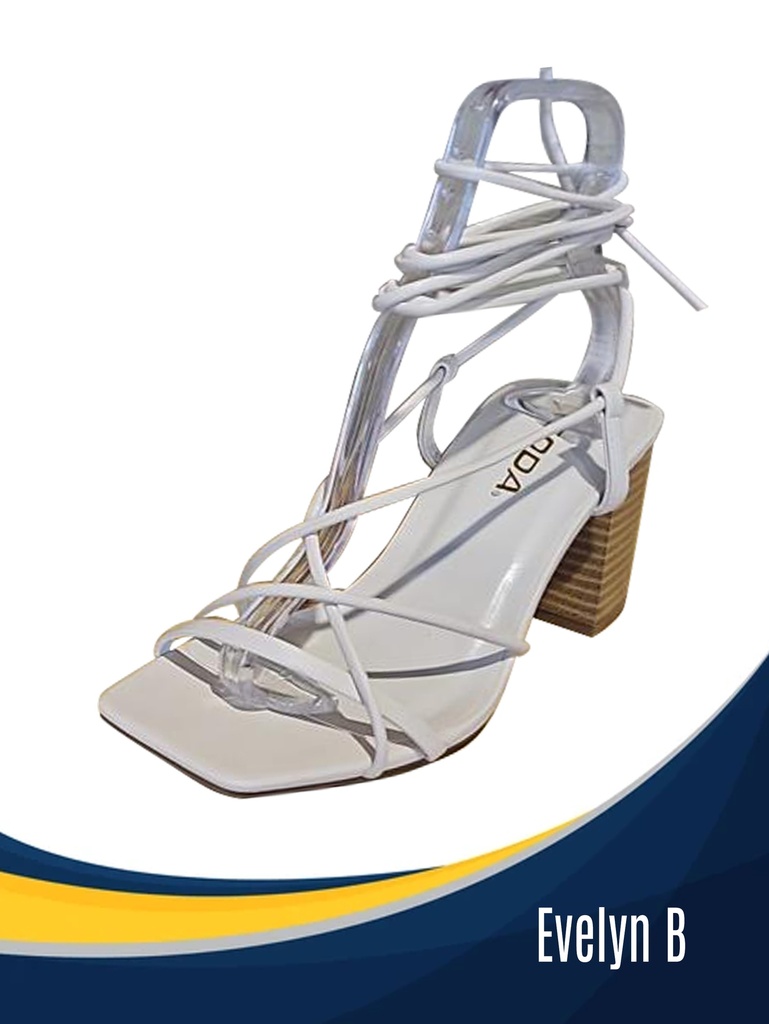Women's Silver Block Heel Lace-Up Sandals Evelyn B