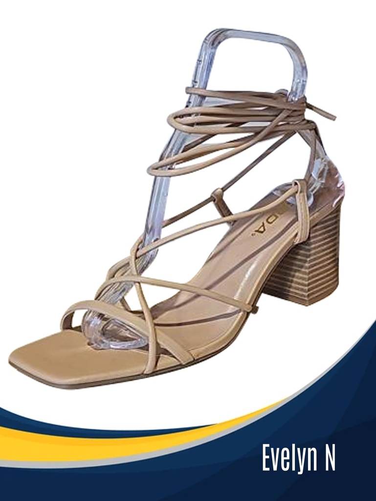 [316EVELYNN7] Women's Nude Block Heel Lace-Up Sandals Evelyn N (7)