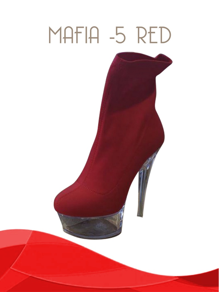 [316MAFIA5R7] Women's Red Clear Platform Sock Ankle Boots Mafia-5 Red (7)