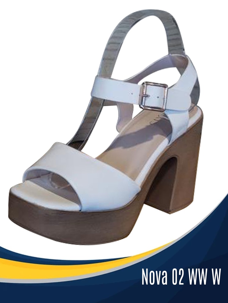 [316NOVA02WWW9] Women's White Chunky Platform Sandals Nova 02 WW-W (9)