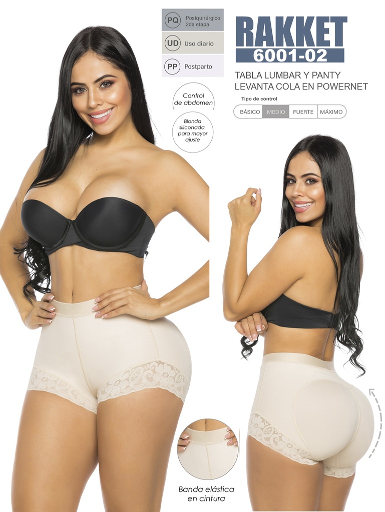[3186001S02] Women's Beige Butt Lift Panty Shaper Shapewear Body Shaper 6001-02 (S)
