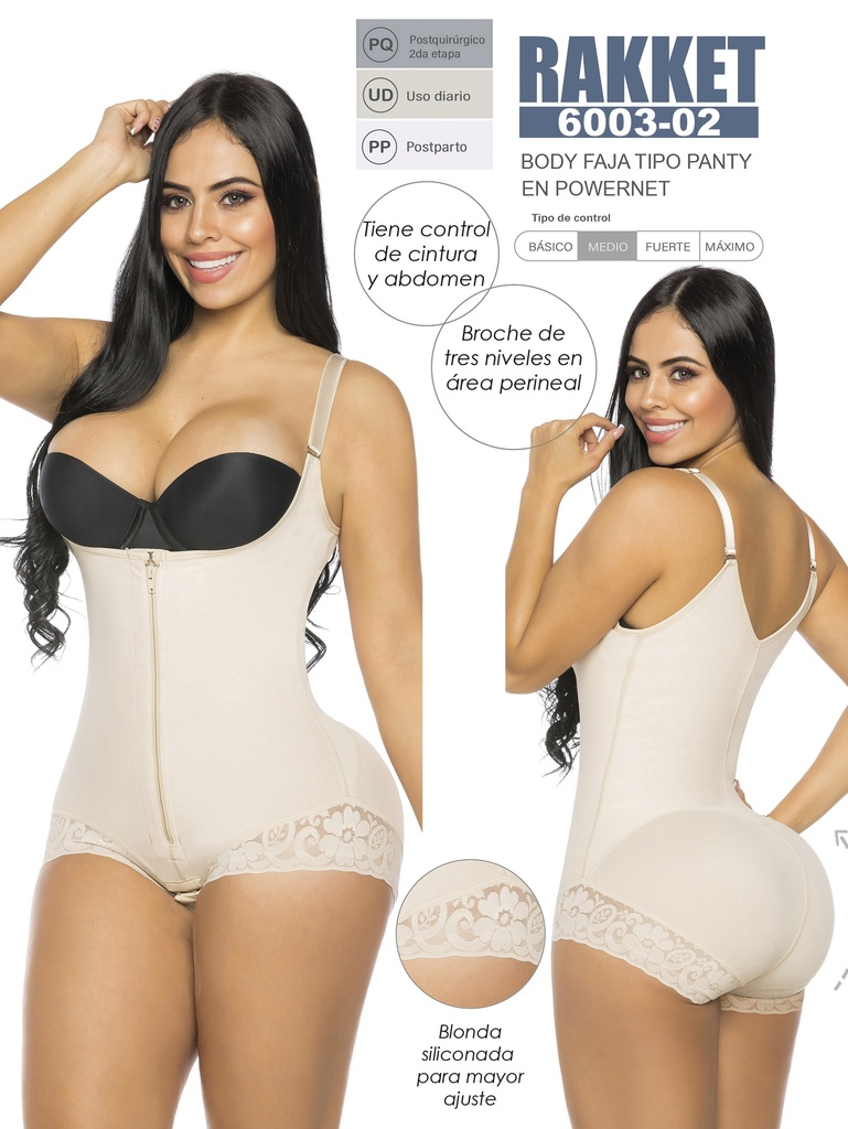 [3186003S02] Women's Beige Open Bust Body Shaper with Lace Hem Shapewear Body Shaper 6003-02 (S)