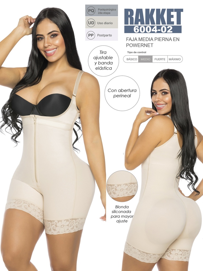 Women's Beige Mid-Leg Body Shaper Shapewear Body Shaper 6004-02