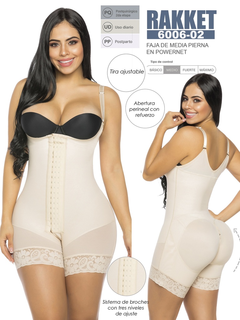 Faja Moldeadora Faja Cuerpo Completo Media Pierna Beige para Mujer 6006-02