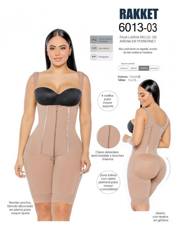 [3186013M03] Women's Mocha Post-Surgical Knee Length Full Body Shaper Shapewear Body Shaper 6013-03 (M)