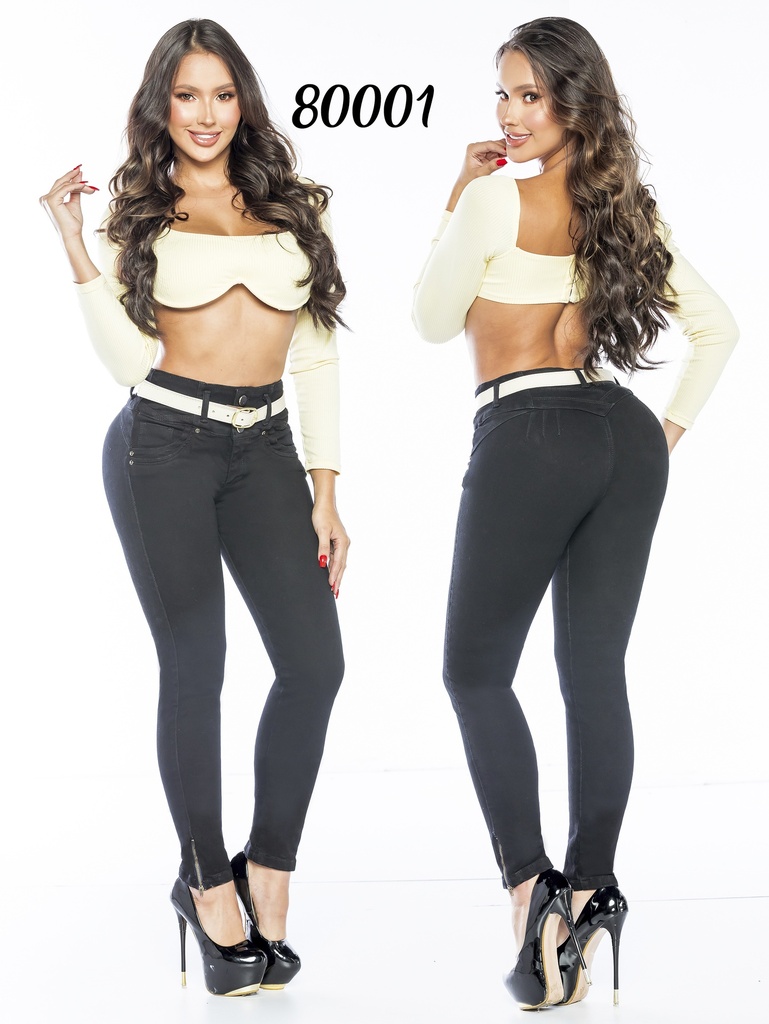 Jeans Levantacola Ajustados Negro para Mujer 80001