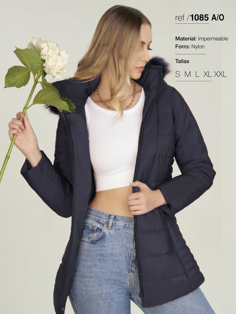 Women's Navy Hooded Puffer Parka Jacket 1085A/O