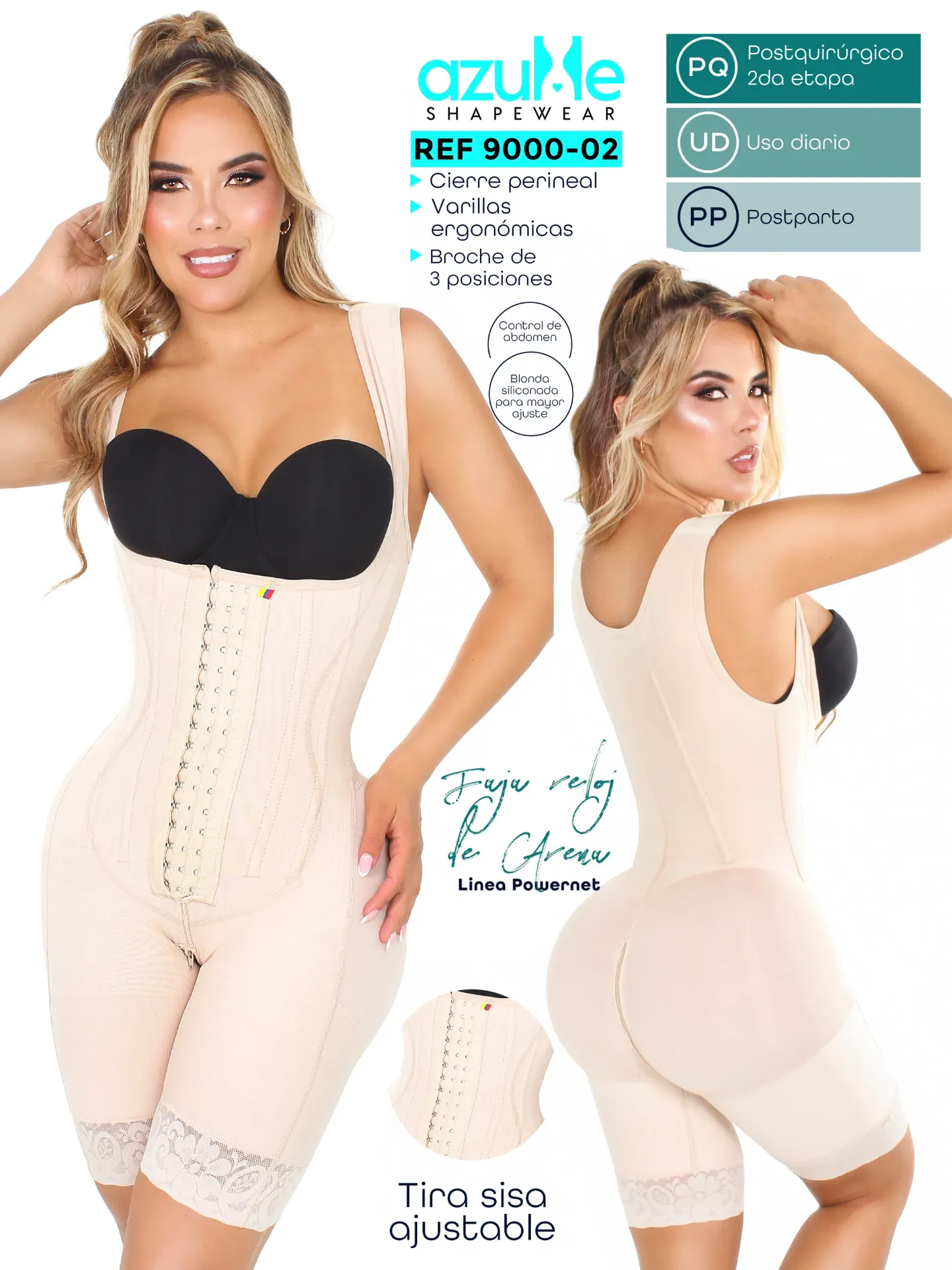 Faja Moldeadora Faja Media Pierna con Soporte de Busto Beige para Mujer 9000-02