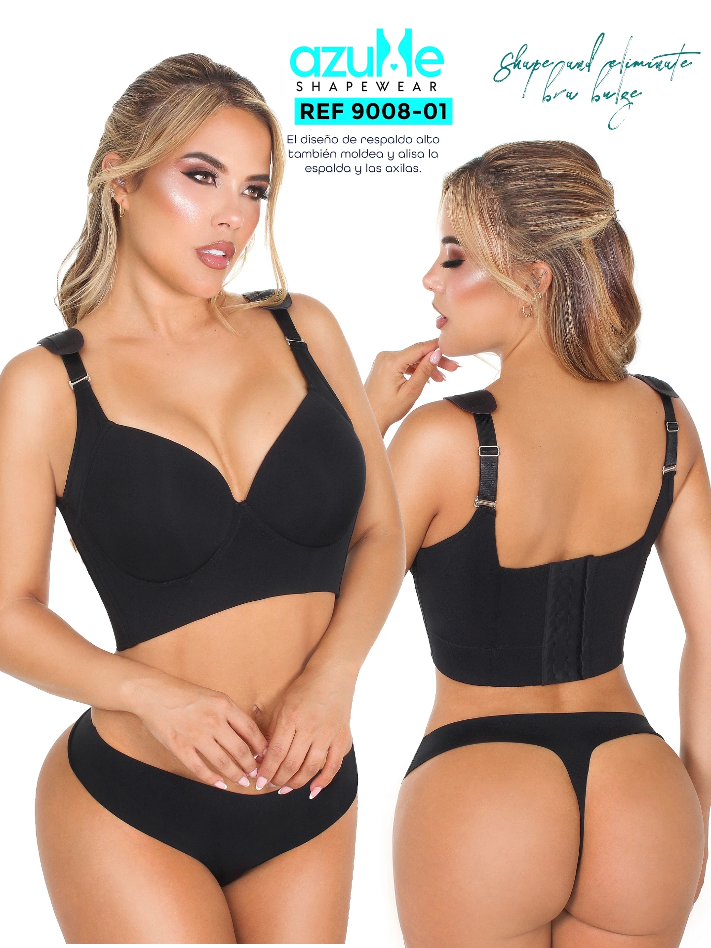 [371900834DD01] Women's Black Bra Top Posture Shaper Shapewear Body Shaper 9006-01 (34DD)
