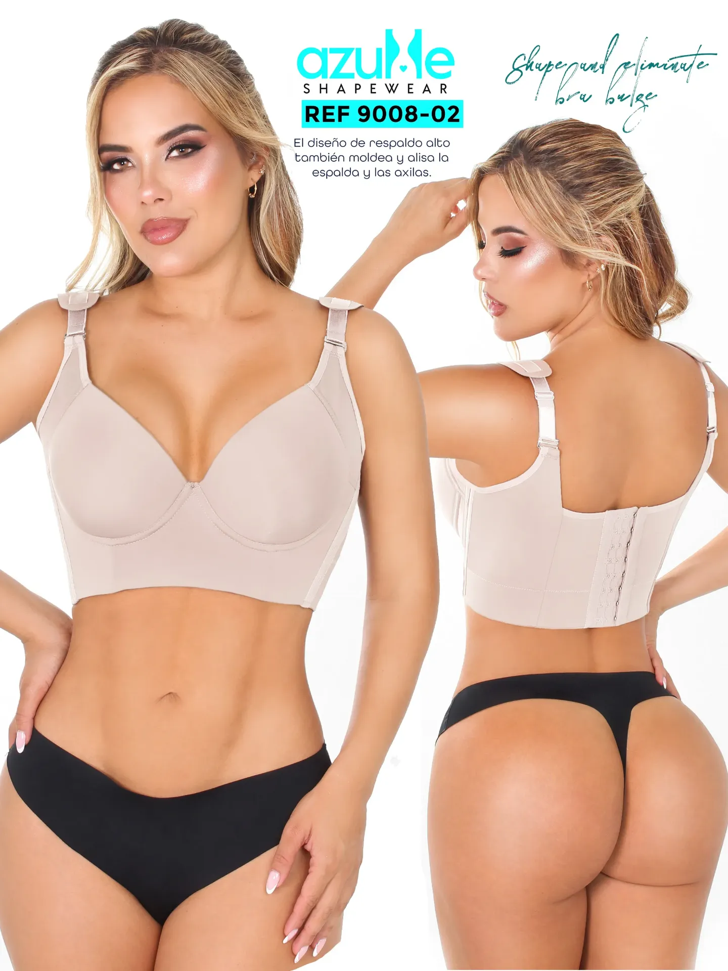 [371900834DD02] Women's Beige Bra Top Posture Shaper Shapewear Body Shaper 9006-00 (34DD)