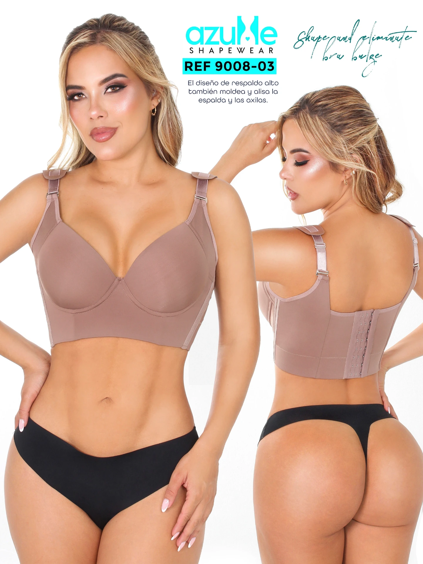 [371900834DD03] Women's Mocha Bra Top Posture Shaper Shapewear Body Shaper 9006-05 (34DD)