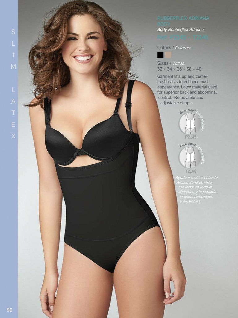 [1362146L] Women's Black Thong Rubberflex Shaper Bodysuit Shapewear Body