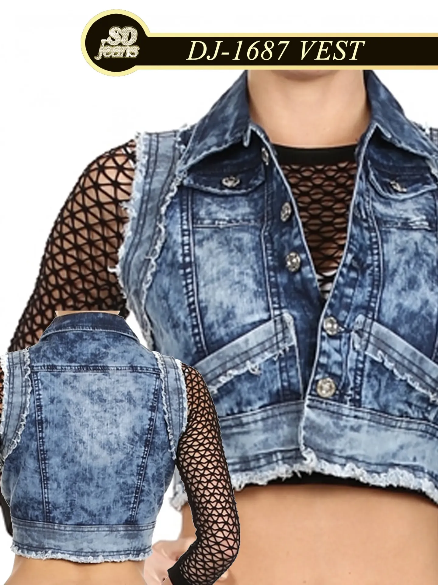 Chaleco Corto Azul Jean para Mujer DJ-1687