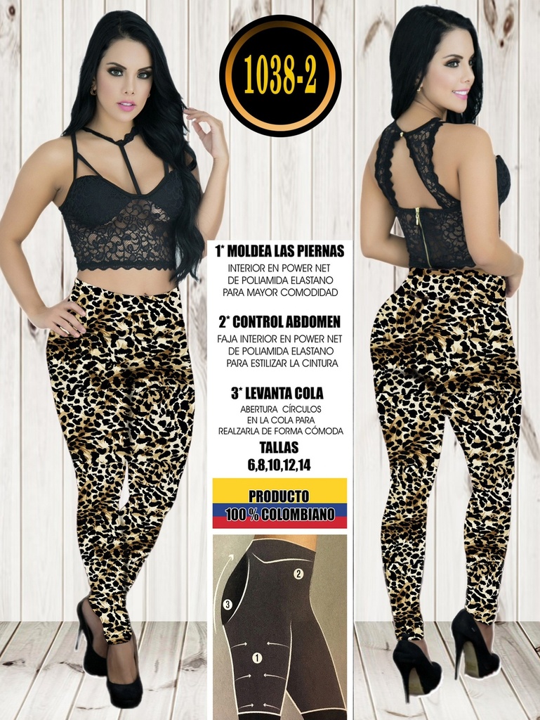 [1071038201] Women's Gold Leopard Printed High-Waisted Leggings 1038-2