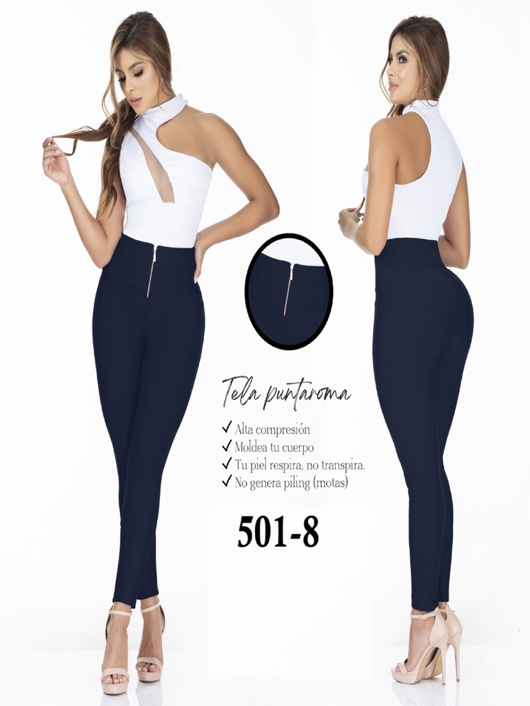 Leggings Colombianos Tiro Alto Elásticos Azul Marino para Mujer – Thaxx 501-8