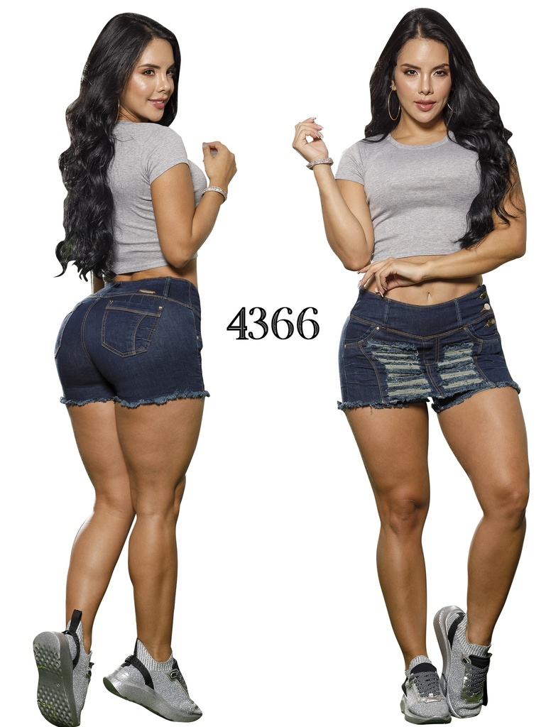 Women's Dark Navy Distressed Butt-Lifting Denim Skort