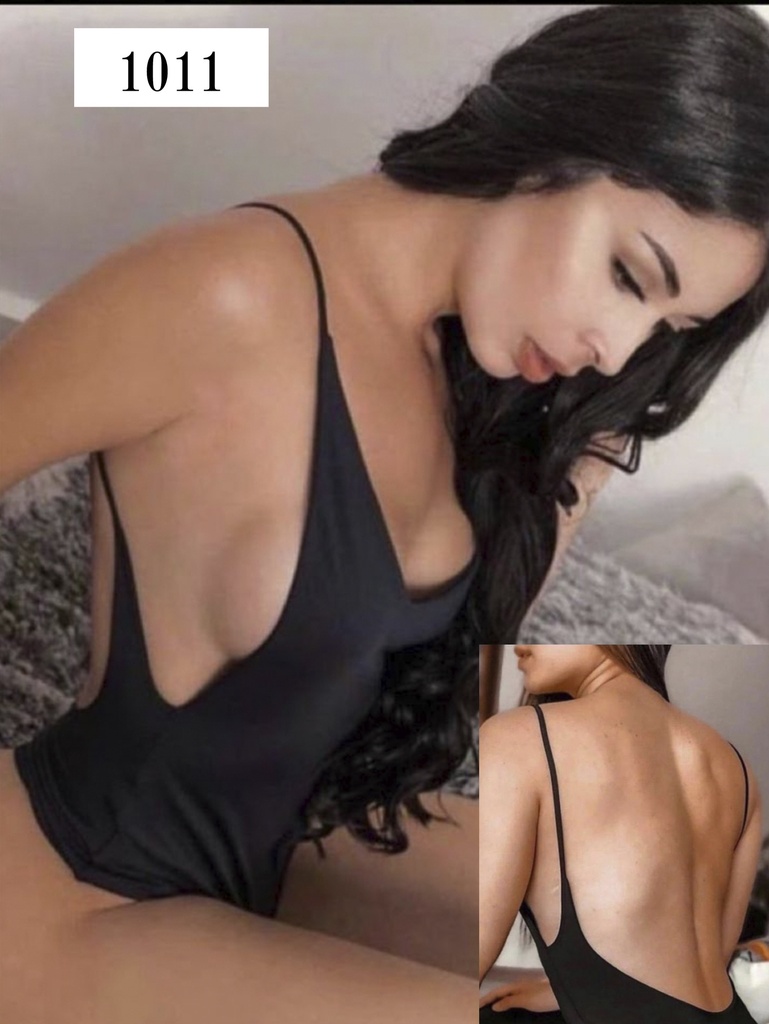 Women's Black Deep V-Neck Cami Bodysuit