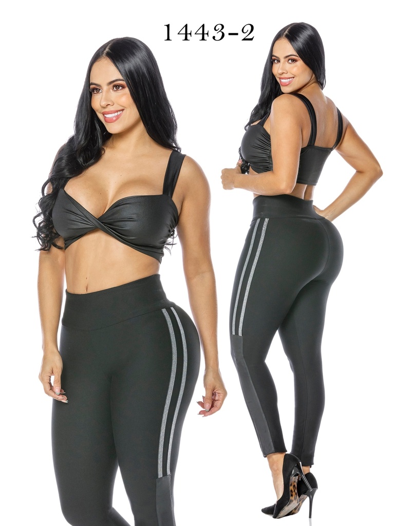 Leggings Franja Lateral Negro para Mujer 1443-2