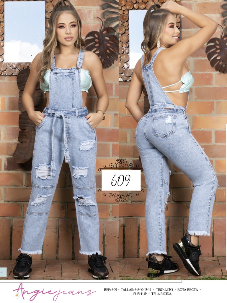 Women's Light Wash Distressed Denim Overalls with Tie Waist