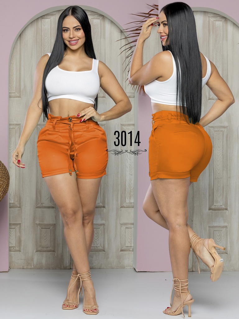 [352301403] Short Levantacola Naranja Tiro Alto para Mujer – Estilo 3014