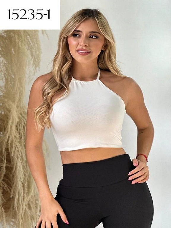 Crop Top Halter Blanco para Mujer 15235-1