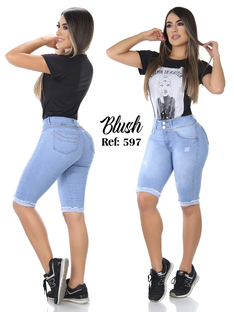 Short Bermuda Azul Jean Claro para Mujer 597