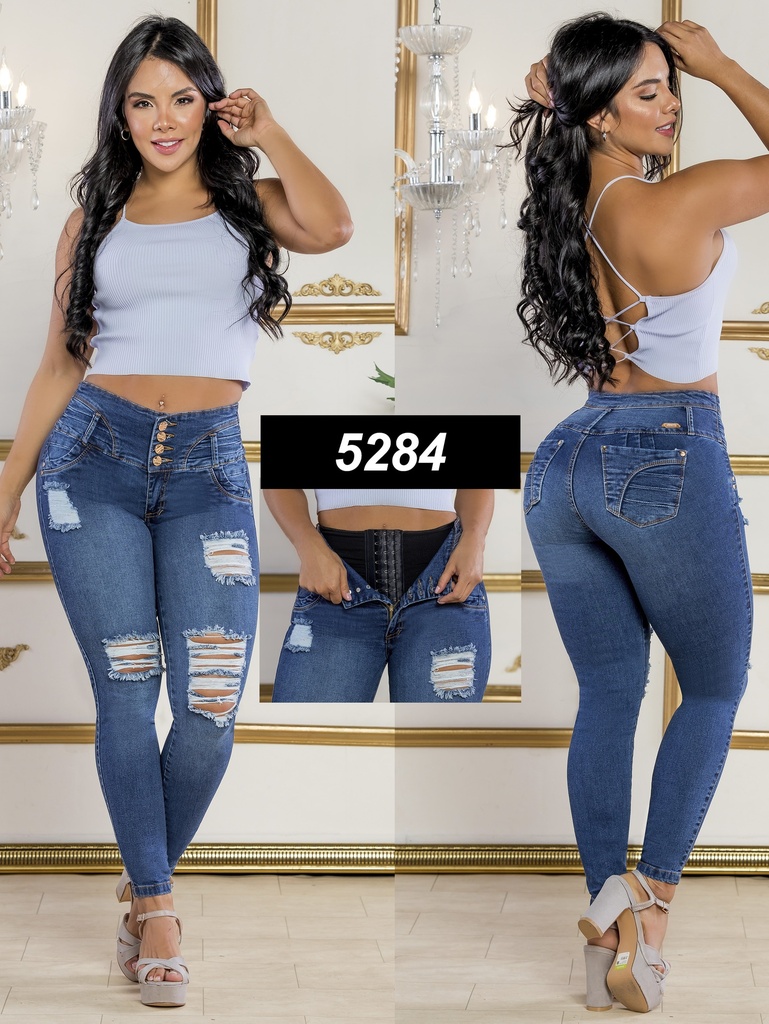 [2675284S05] Jeans Levantacola Colombiano Con Faja 