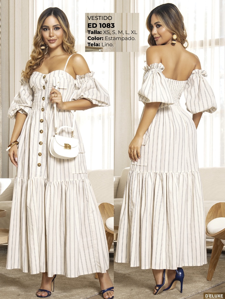 Women's Antique White Striped Boho Maxi Dress with Off-the-Shoulder Ruffled Skirt