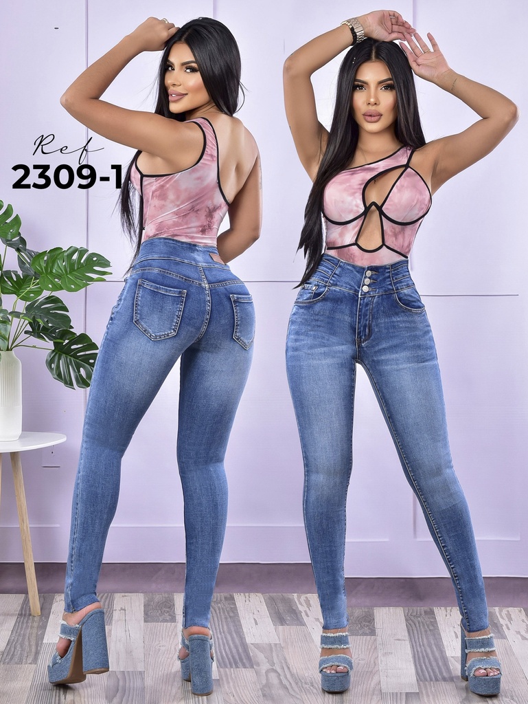 [3752309101] Women's Faded Blue High-Waisted Butt-Lifting Skinny Jeans