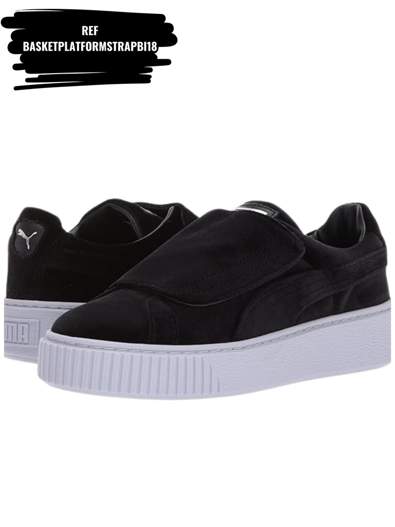 [263BASKETPLATFORMSTRAPBI18-10] Women's Black Platform Sneakers