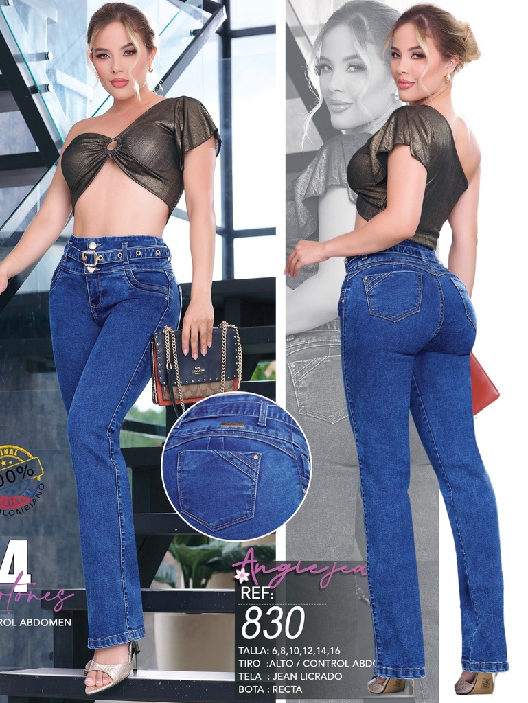 Jeans Skinny Levantacola Lavado Oscuro para Mujer 830