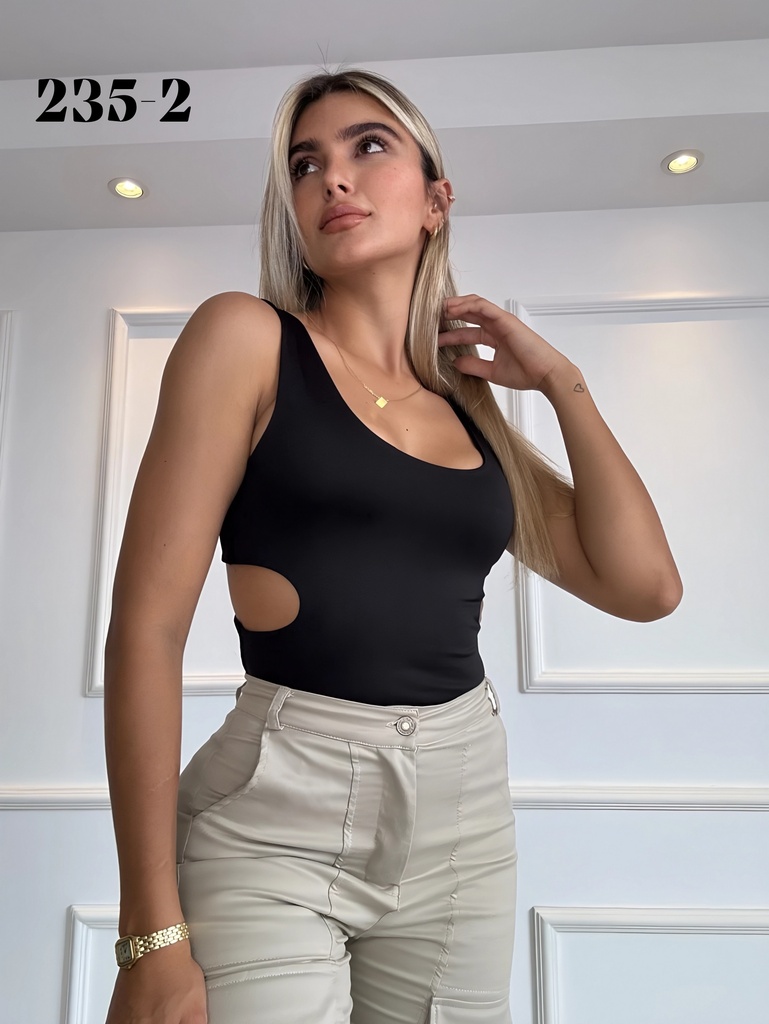Body con Aberturas Laterales Negro para Mujer 235-2