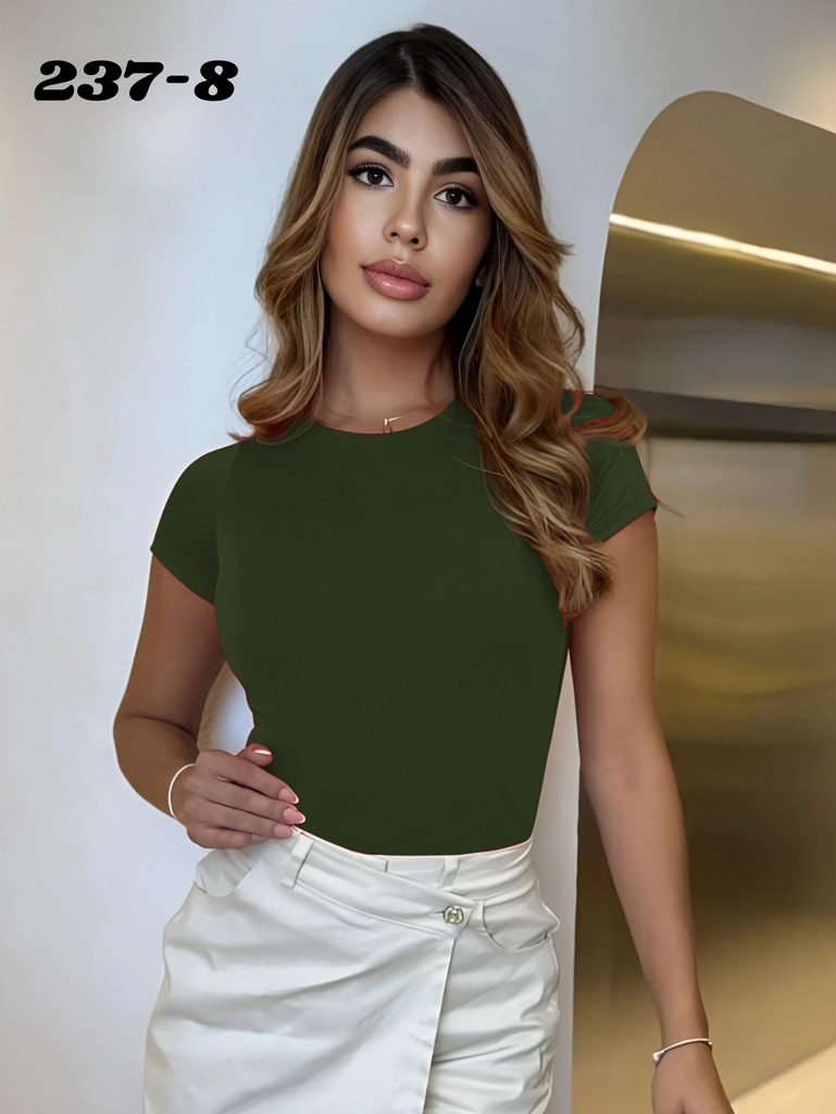 Body Manga Corta Verde Militar para Mujer 237-8
