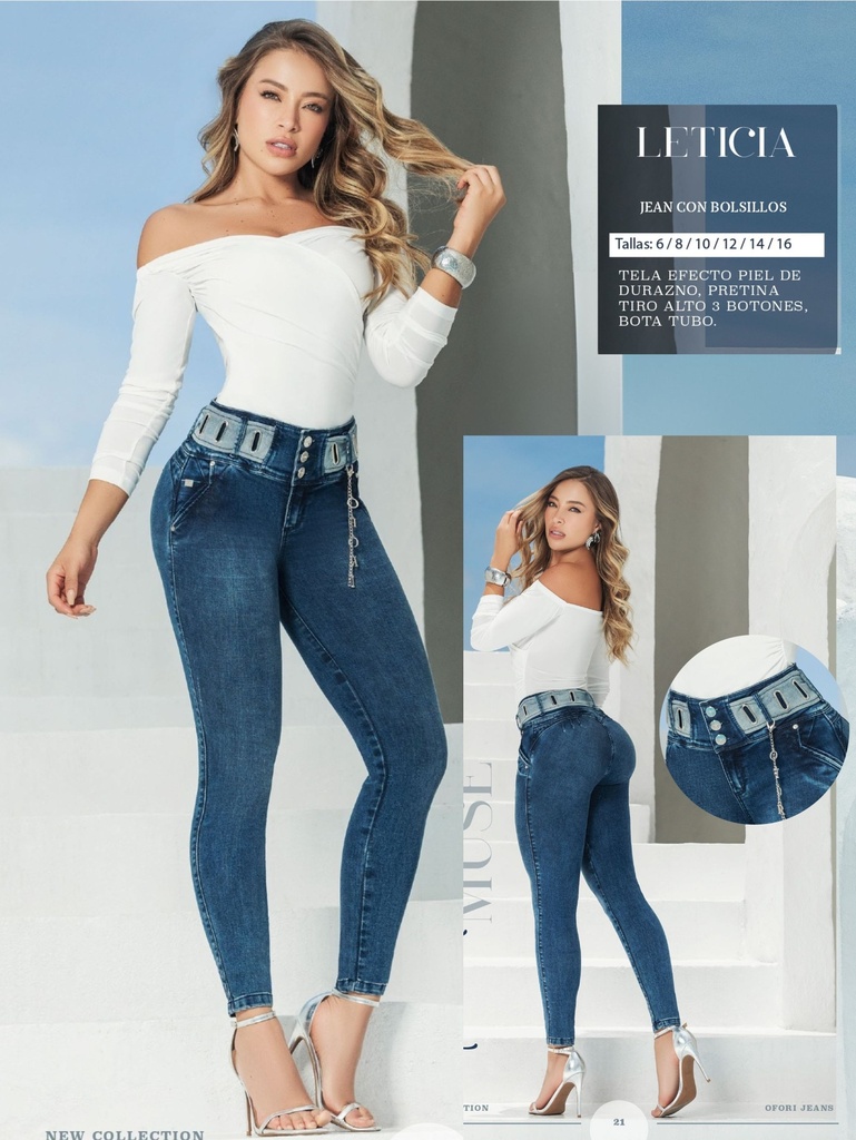Jeans Skinny Levantacola Tiro Alto Lavado Oscuro para Mujer 289LETIC