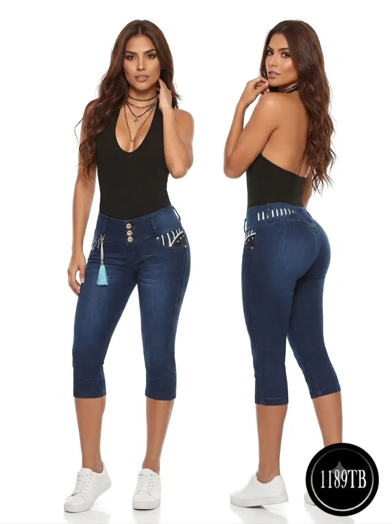 Women's Deep Navy Wash Butt-Lifting Capri Jeans – Thaxx Boutique