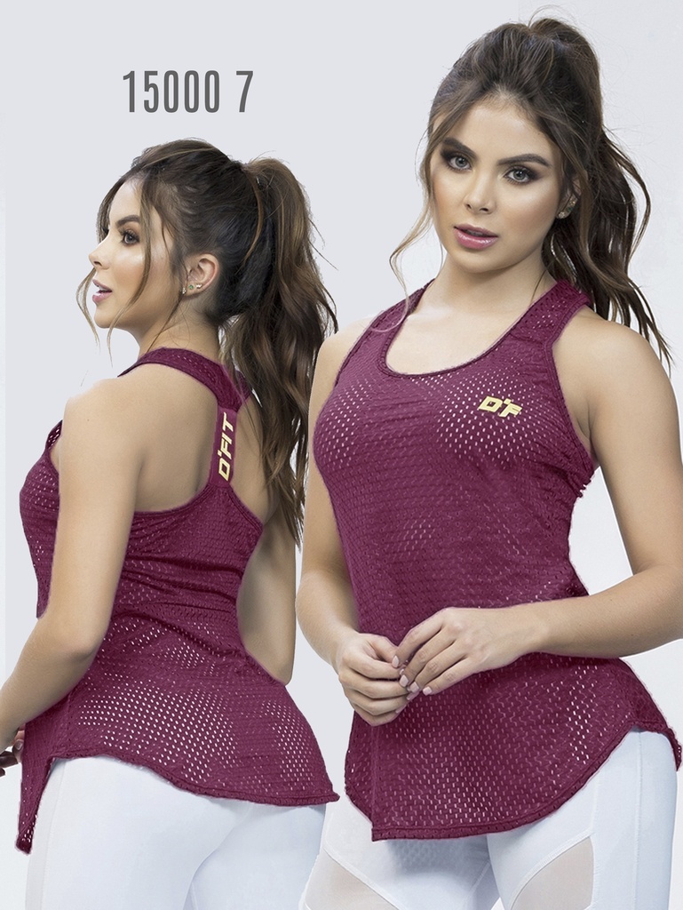Camiseta Deportiva Vinotinto de Malla con Espalda Nadadora