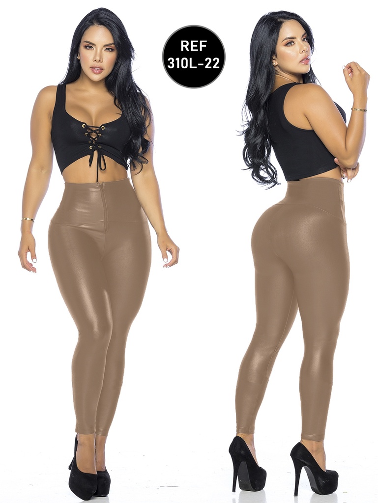 [107310L22S] Women's Mocha High-Waisted Shiny Colombian Leggings – Thaxx 310L-22 (S)