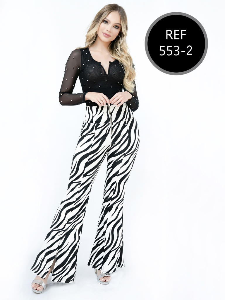 [107553207] Women's Black & White Zebra Flare Pants 553-2 (7)