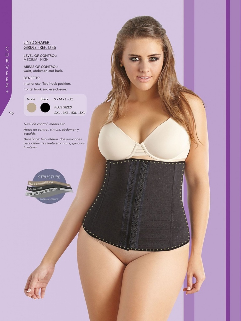 [1361336XXXXL] Women's Black Waist Cincher with Hooks Shapewear Body Shaper (44)