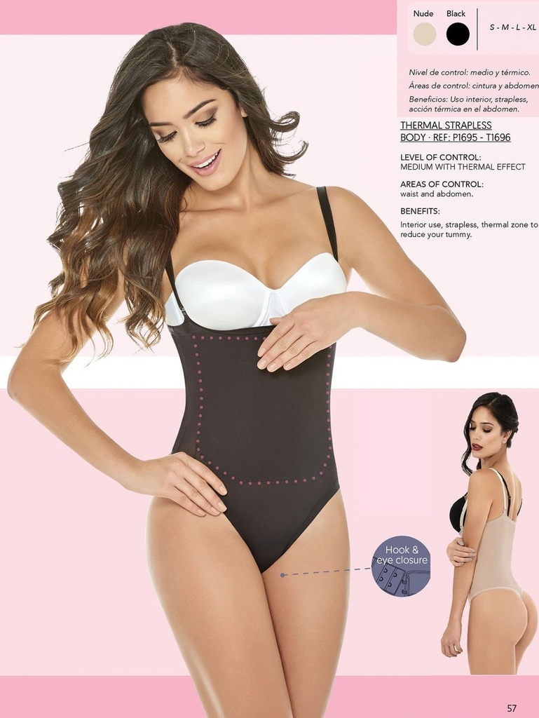 Women's Black Thong Thermal Shaper Bodysuit Shapewear Body
