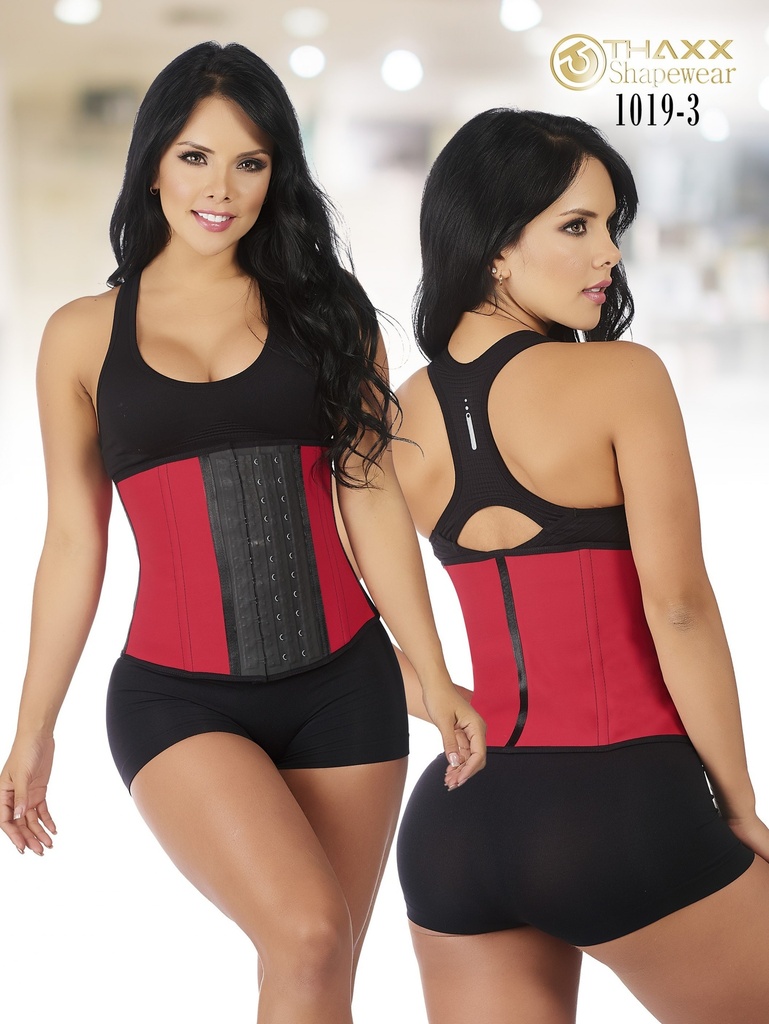 Women's Red Latex Waist Trainer Cincher with Straps – Thaxx Style 1019