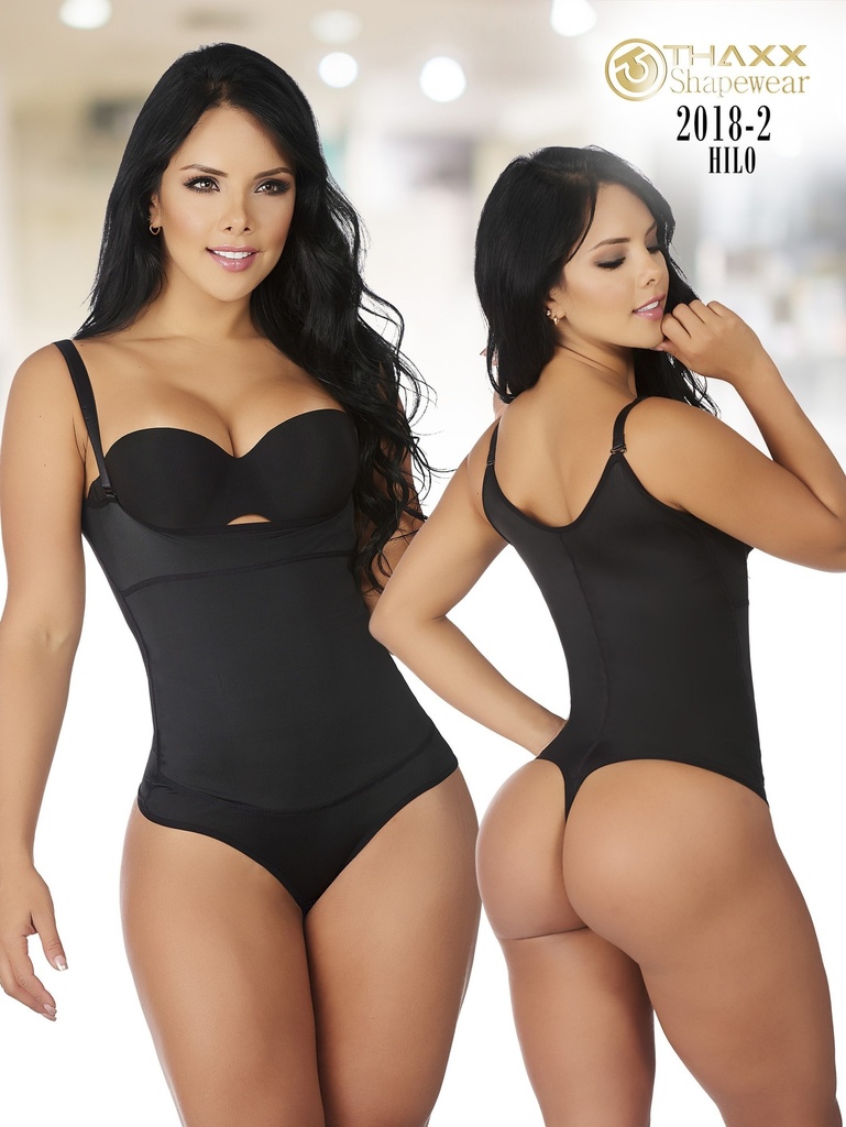 Faja Body Colombiano con Tanga y Tirantes Anchos Negro para Mujer – Thaxx