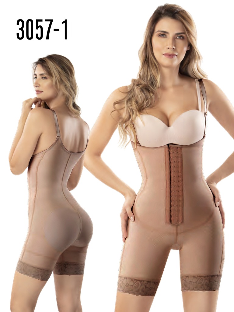 Faja Postquirúrgica de Powernet hasta la Rodilla con Tirantes Moca – Estilo 3057 para Mujer